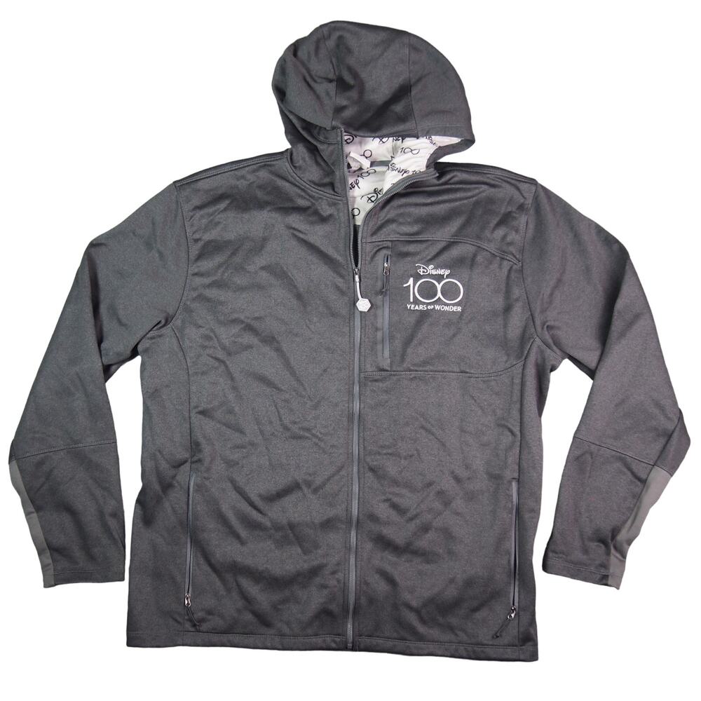 Rare Disney Jacket Hoodie Mens 3XL 100 Years Of Wonder Anniversary Gray EUC